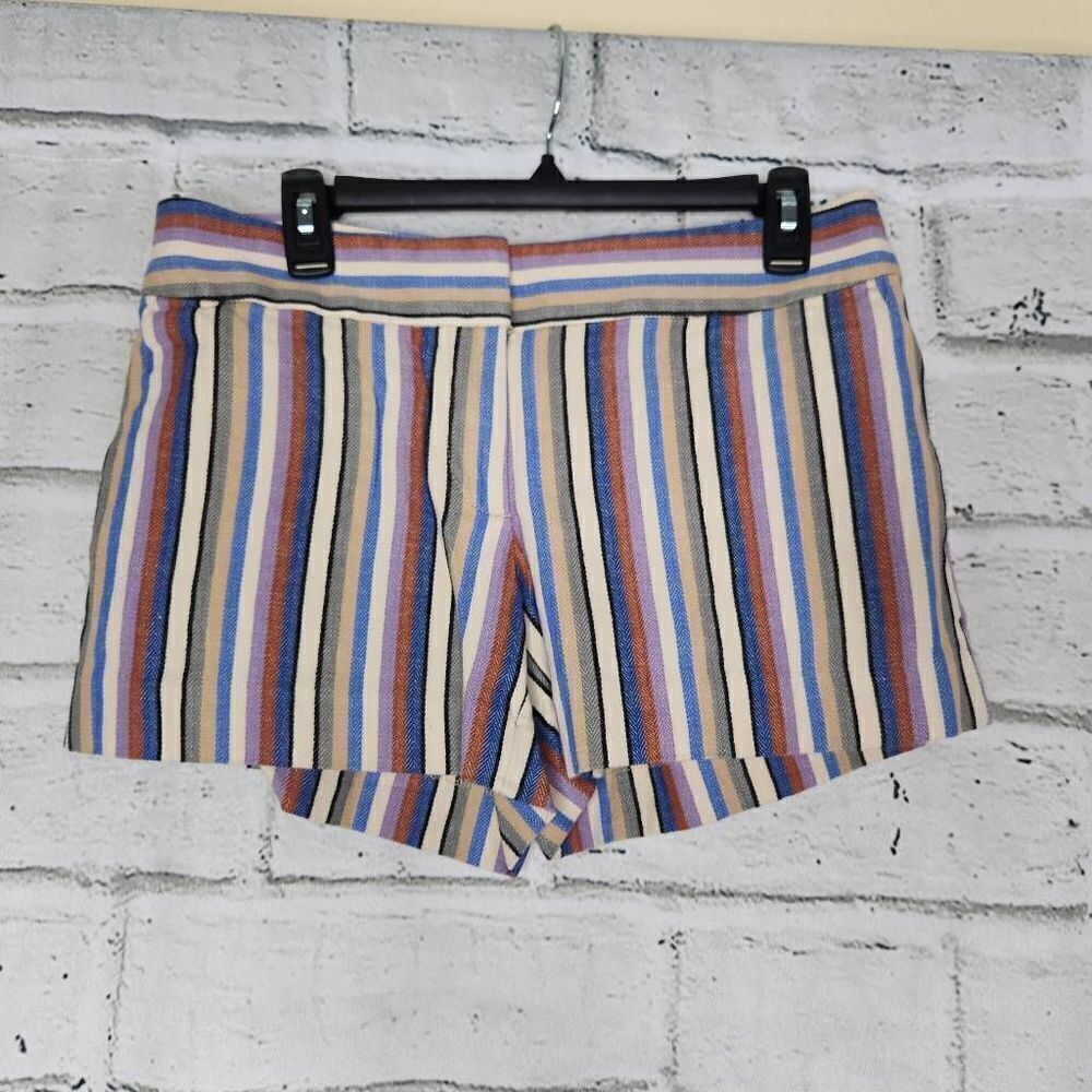 Loft The Riviera Women's Multicolor Striped Linen Blend Shorts Size 4